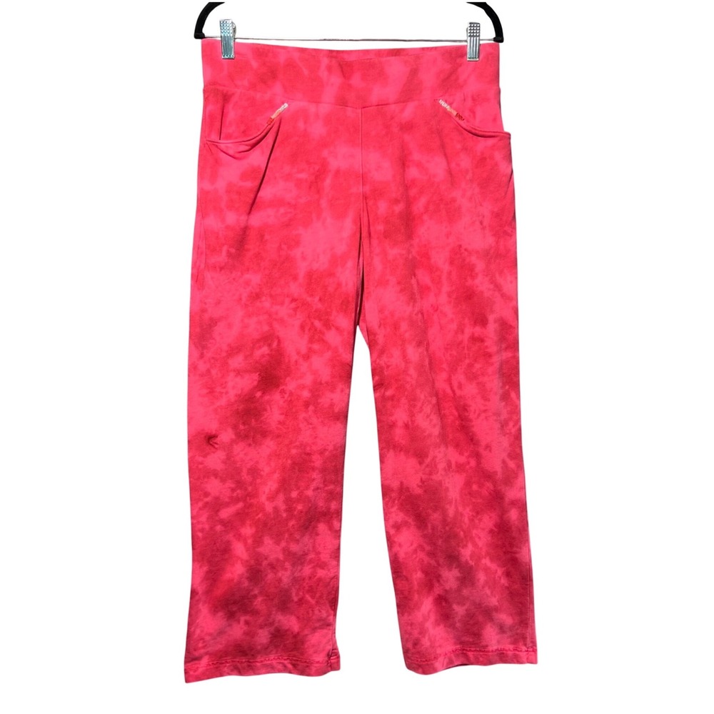 Weekends by Chicos Pink Tie Dye Cropped Pants Size‎ 1 Small Pull On Straight Leg
